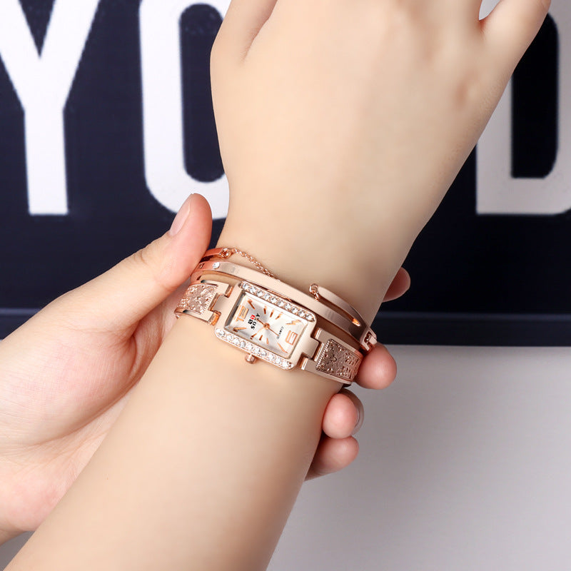 Rose Gold Bracelet Watch for Women – Fashion Square Dial Quartz Watch