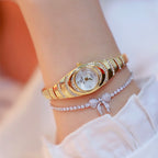 Luxury Gold Diamond Women’s Watch – Full Crystal Bracelet Wristwatch (DZ-7312)