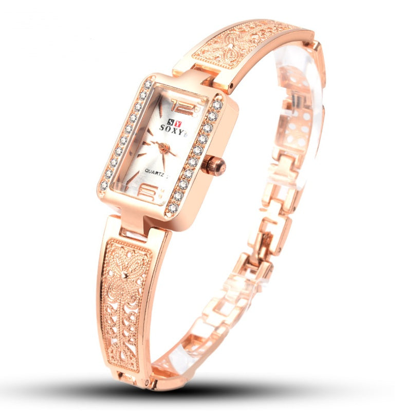 Rose Gold Bracelet Watch for Women – Fashion Square Dial Quartz Watch