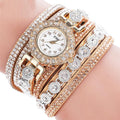 Women’s Rhinestone Bracelet Watch – PU Leather Wrap Quartz Watch (Luxury Fashion)