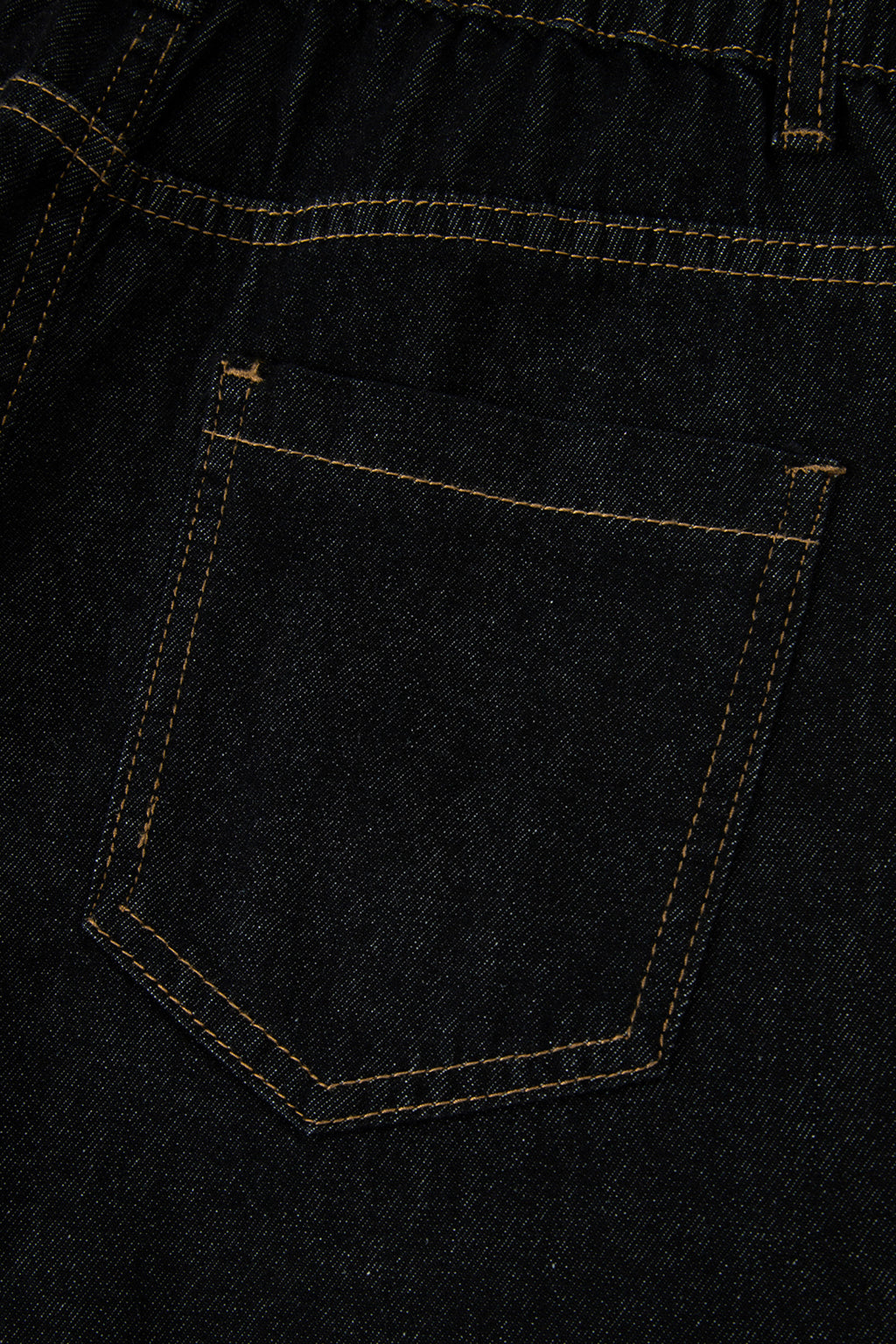 Black Embroidered Scalloped Trim Relaxed Denim Shorts
