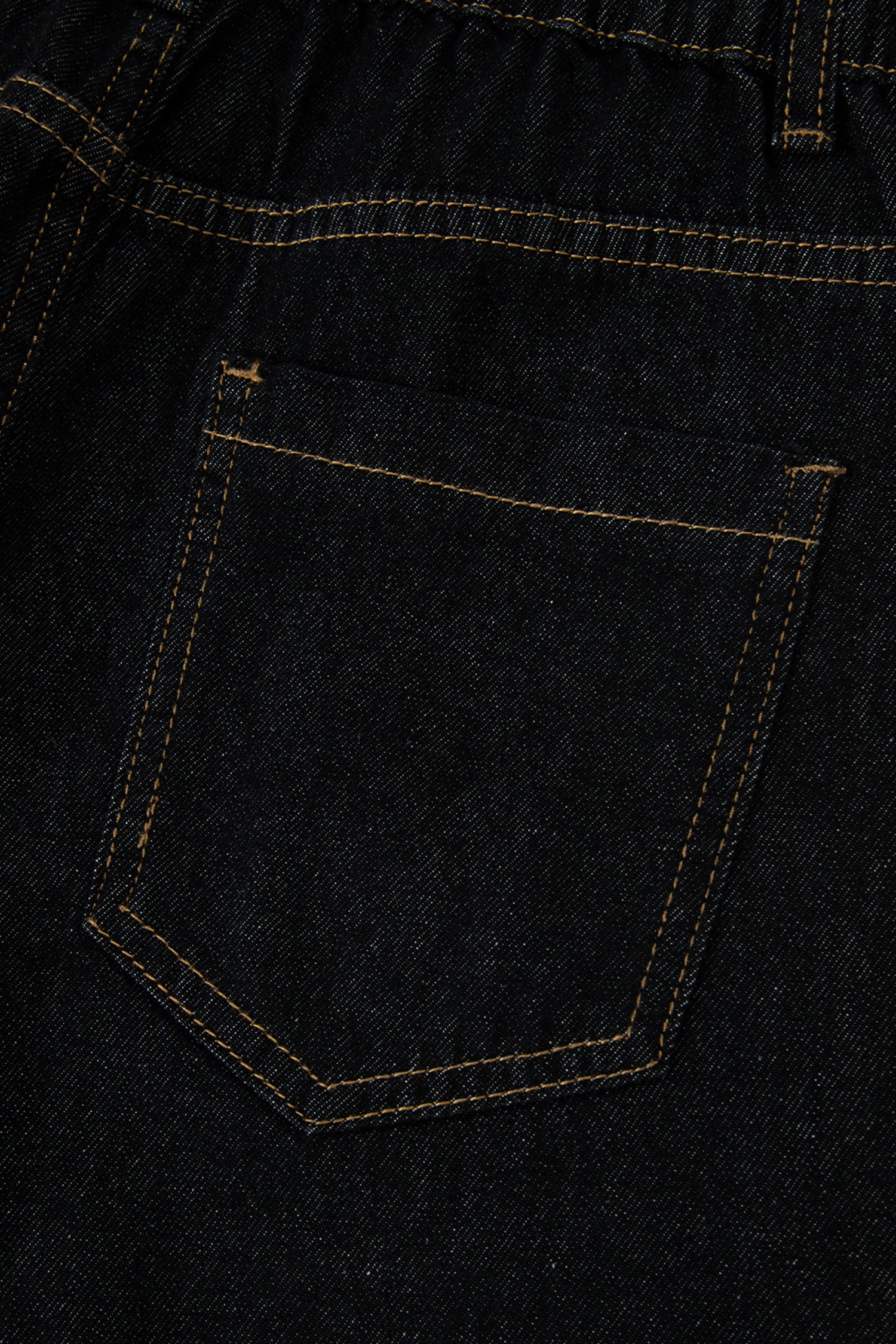 Black Embroidered Scalloped Trim Relaxed Denim Shorts