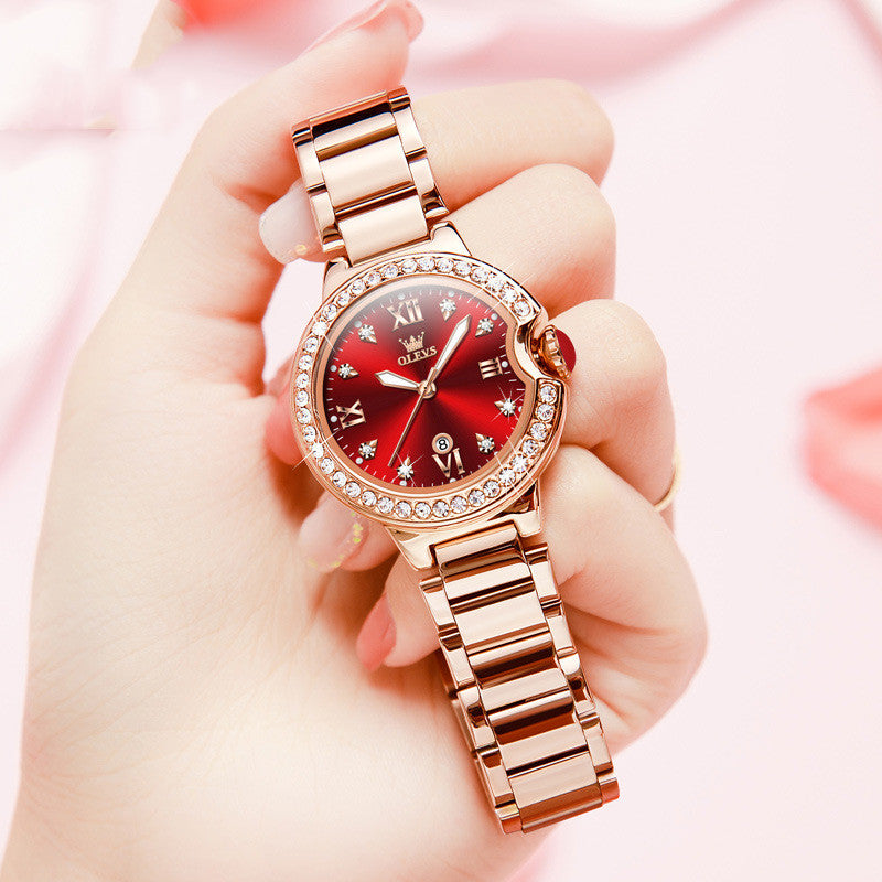 Women’s Waterproof Quartz Watch – Rose Gold Stainless Steel Ladies Watch (30M)