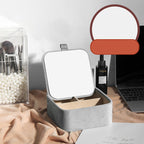Simple Mirror Jewelry Box – Velvet Organizer Storage Case for Bedroom