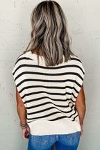 White Side Slits Crewneck Short Sleeve Sweater Tee