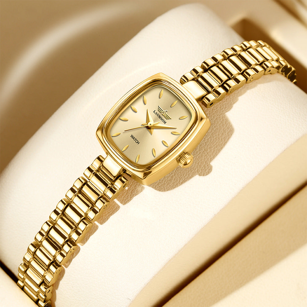 Vintage Petite Gold Watch for Women – Diamond Quartz Luxury Watch (NS-G6)