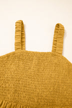 Ginger Smocked Sleeveless Wide Leg Jumpsuit with Pockets