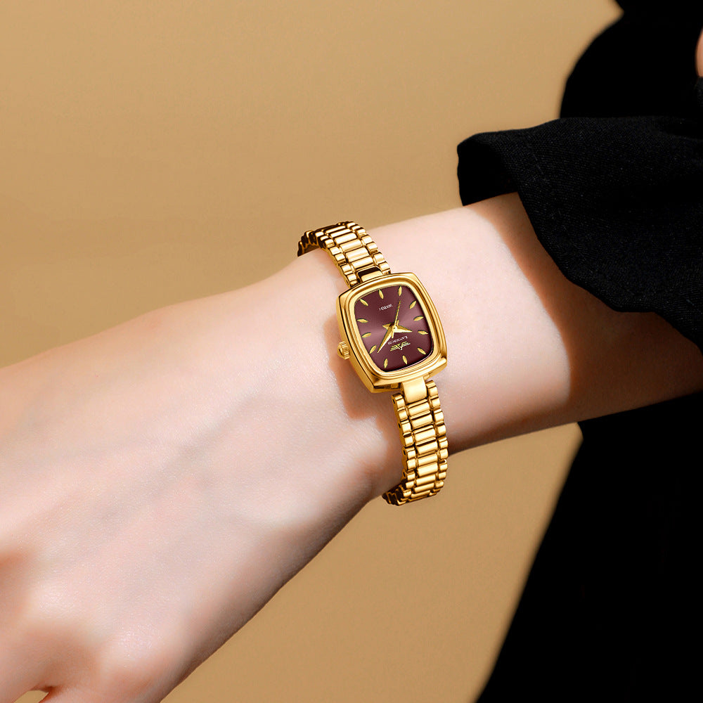 Vintage Petite Gold Watch for Women – Diamond Quartz Luxury Watch (NS-G6)