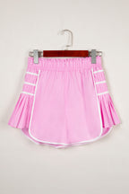 Bonbon Contrast Trim Pleated Casual Active Shorts