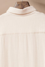 Apricot Crinkled Buttons Maxi Beach Dress with Slits