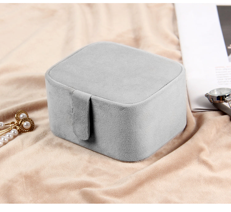 Simple Mirror Jewelry Box – Velvet Organizer Storage Case for Bedroom