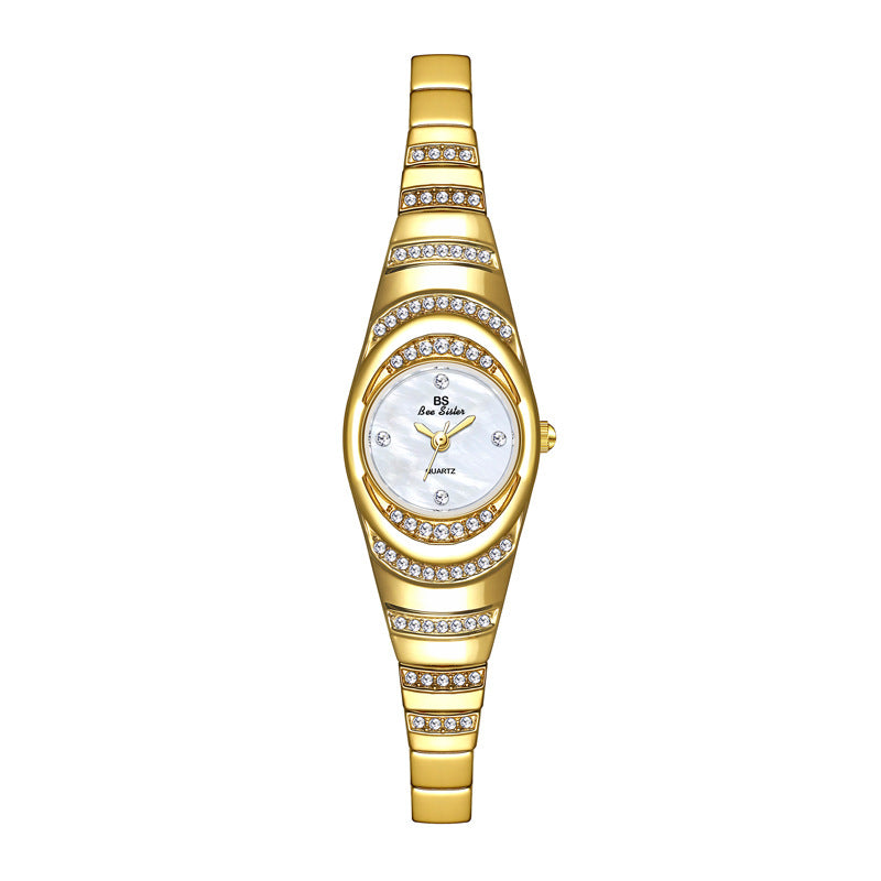Luxury Gold Diamond Women’s Watch – Full Crystal Bracelet Wristwatch (DZ-7312)
