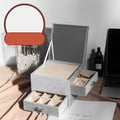 Simple Mirror Jewelry Box – Velvet Organizer Storage Case for Bedroom