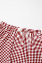 Red Gingham Printed High Waist Shorts