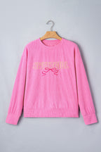 Bonbon Sweet Girl Embroidered Graphic Rib Textured Top
