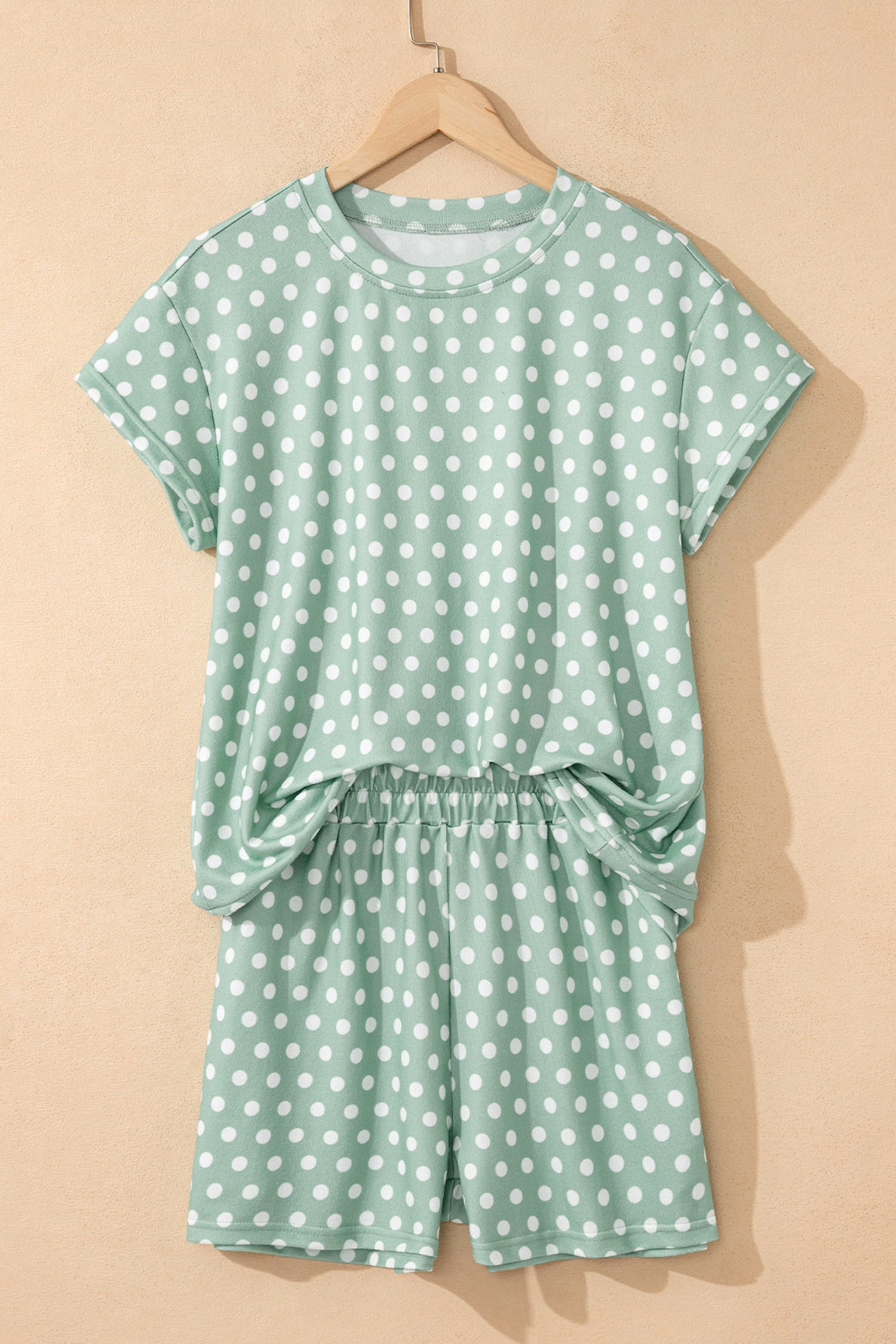Green Polka Dot Print Short Set