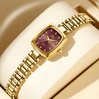 Vintage Petite Gold Watch for Women – Diamond Quartz Luxury Watch (NS-G6)