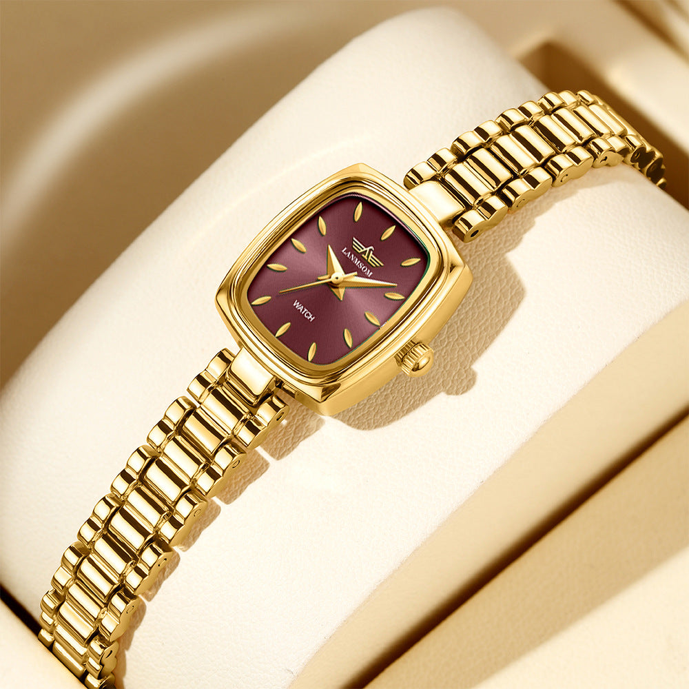 Vintage Petite Gold Watch for Women – Diamond Quartz Luxury Watch (NS-G6)