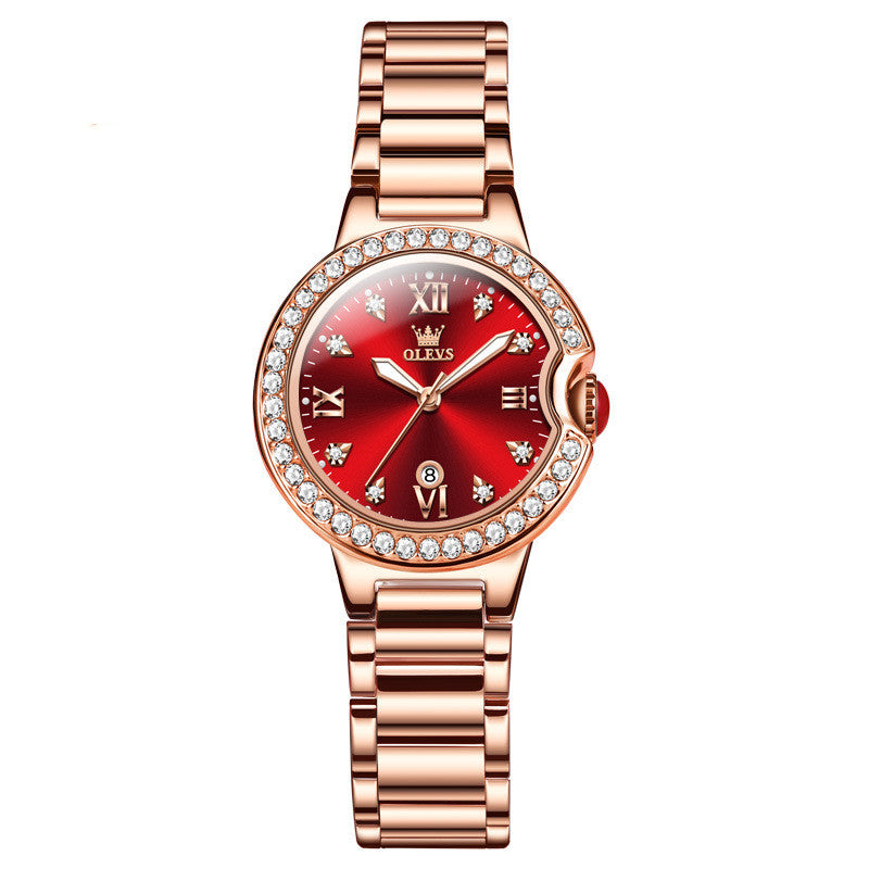 Women’s Waterproof Quartz Watch – Rose Gold Stainless Steel Ladies Watch (30M)