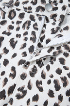 White Leopard Frayed Hem Denim Shorts