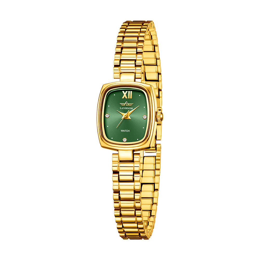 Vintage Petite Gold Watch for Women – Diamond Quartz Luxury Watch (NS-G6)