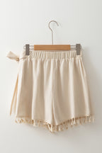 Apricot Tassel Trim Wrap Knot Side Bohemian Style Mini Skort
