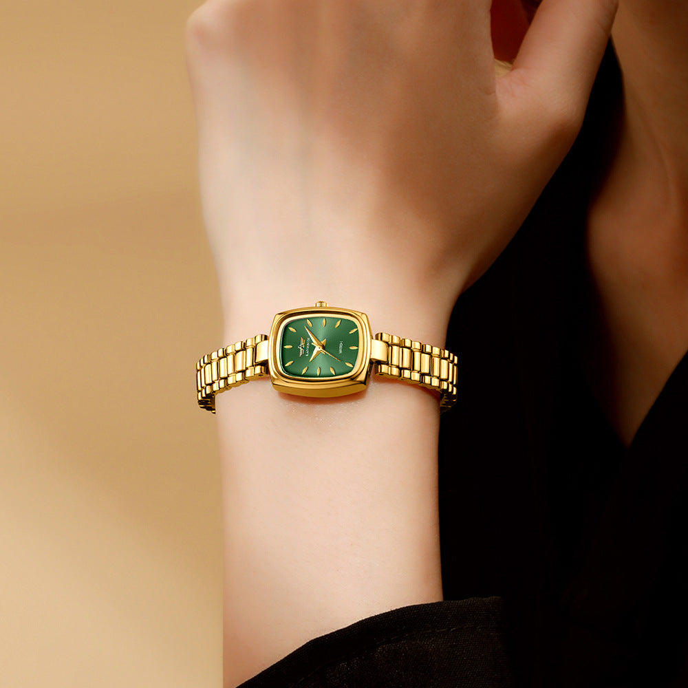Vintage Petite Gold Watch for Women – Diamond Quartz Luxury Watch (NS-G6)