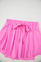 Bonbon Drawstring Elastic Waistband Lined Tennis Skorts