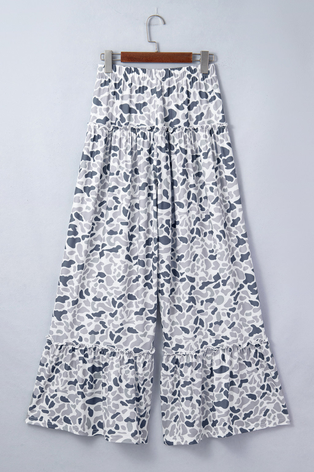 Beige Camo Print Wide Leg Casual Pants