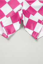 Rose Checkered Print High Waist Casual Shorts