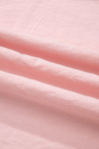 Light Pink Scallop Color Block Trim Puff Sleeve Mini Dress
