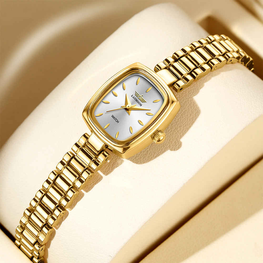 Vintage Petite Gold Watch for Women – Diamond Quartz Luxury Watch (NS-G6)