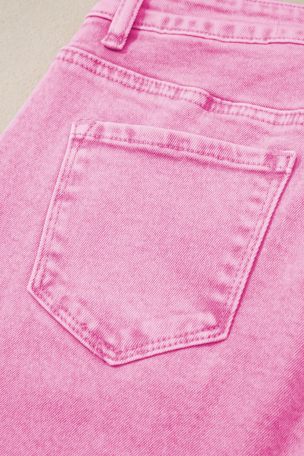 Pink Acid Wash High Waist Uneven Raw Hem Shift Jeans